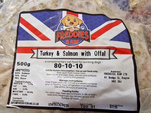 Freddies Raw - Turkey, Salmon & Offal - 500g