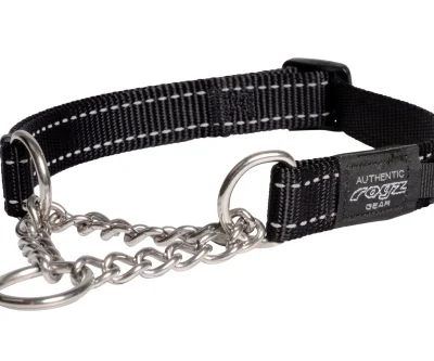 Rogz Half Chain Collar – Black – Large 37-56cm