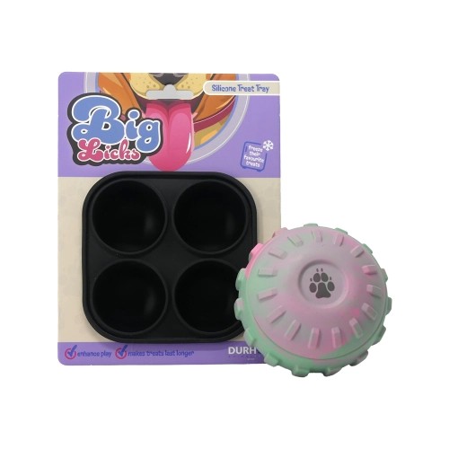 Rubber Treat Ball & Silicone Tray - Pink & Green