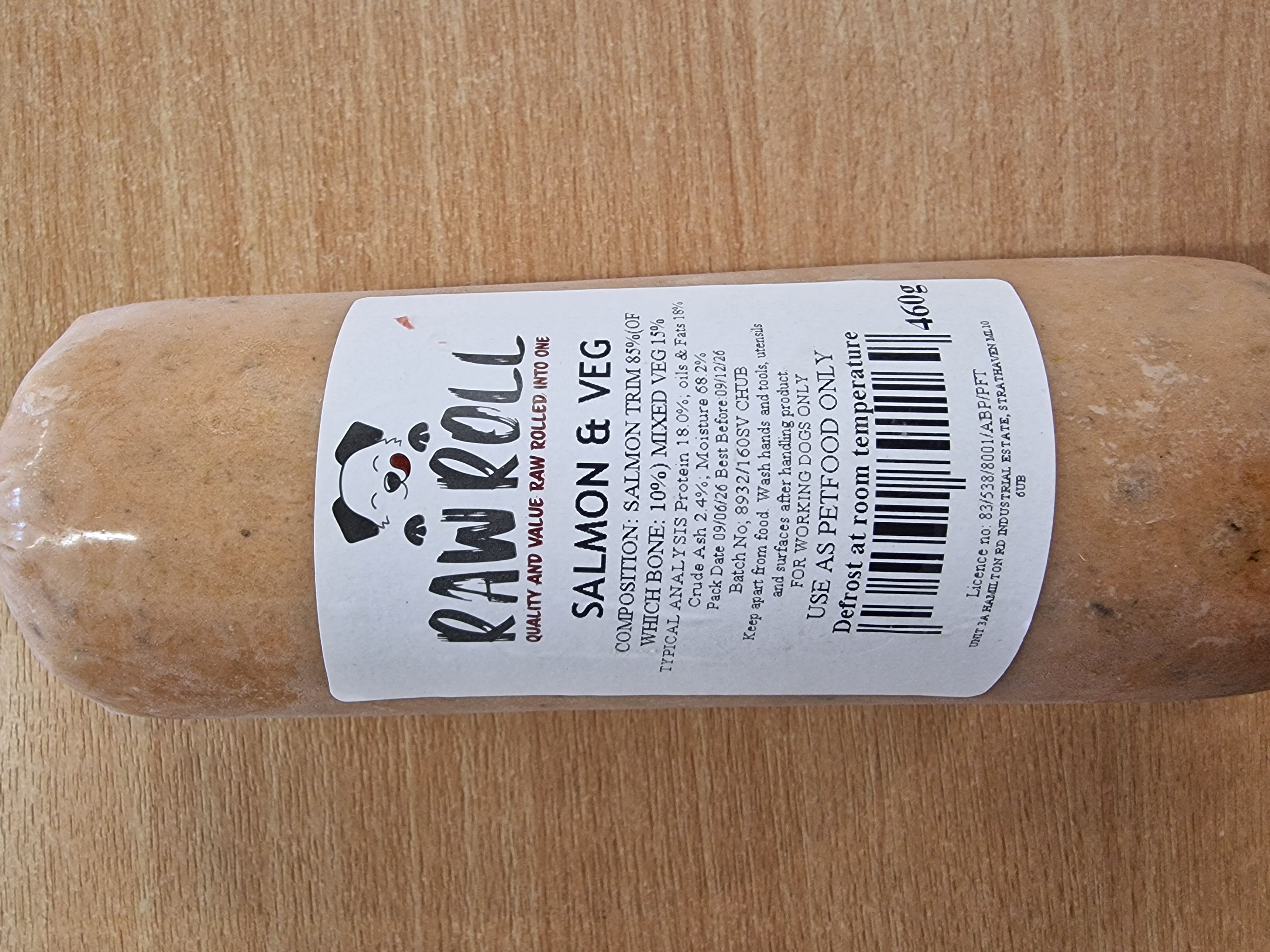 JN Raw Roll Chubb - Salmon & Veg - 460g