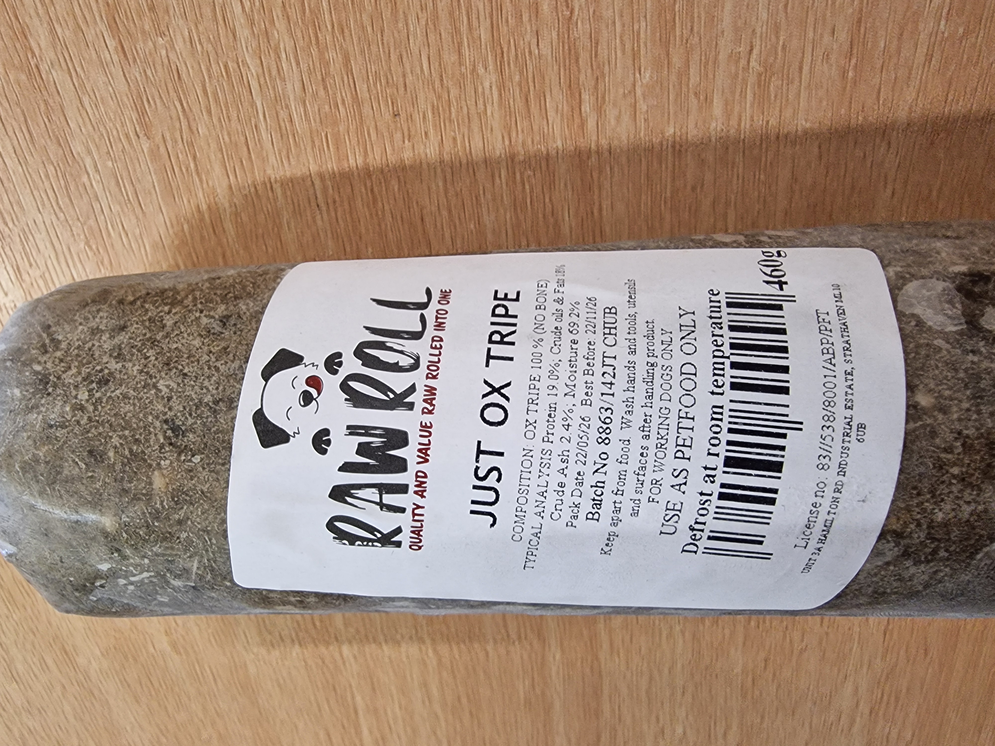 JN Raw Roll Chubb - Just Ox Tripe - 460g